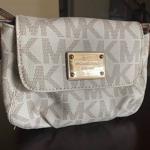 Michael Kors tan and gold small leather crossbody